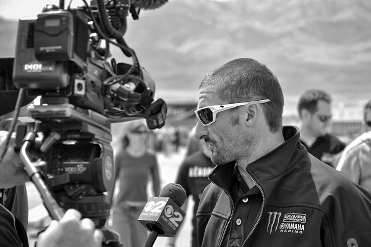 Multi-time MotoAmerica National Champion Josh Hayes speaks to the media